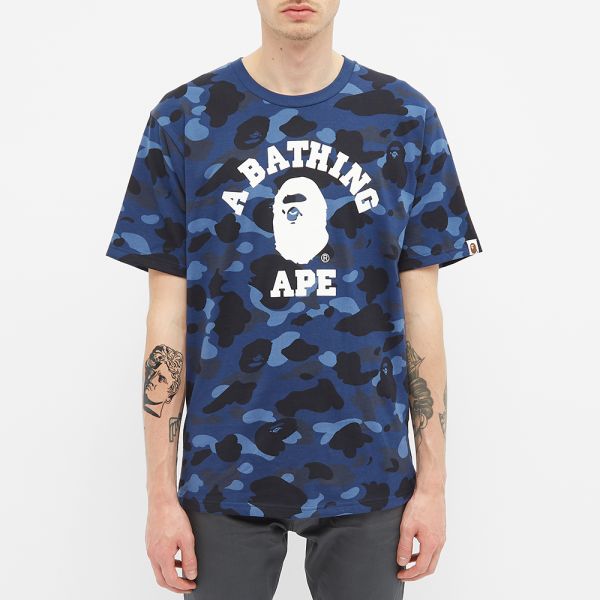 bathing ape blue camo shirt