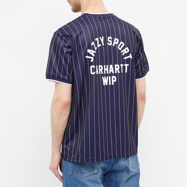 Carhartt WIP Jazzy Sport スウェット XL ネイビー Carhartt WIP Mens Jazzy Sport Logo Sweatshirt Dark Navy White