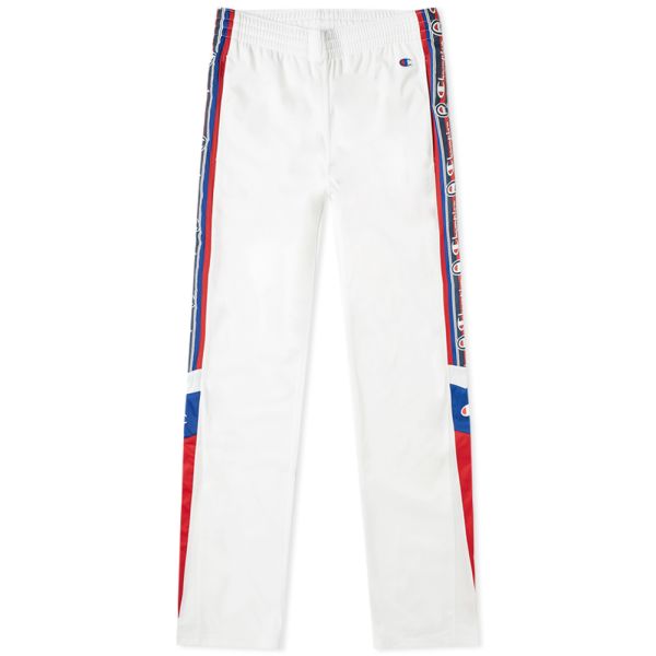 champion black and red taping track pants