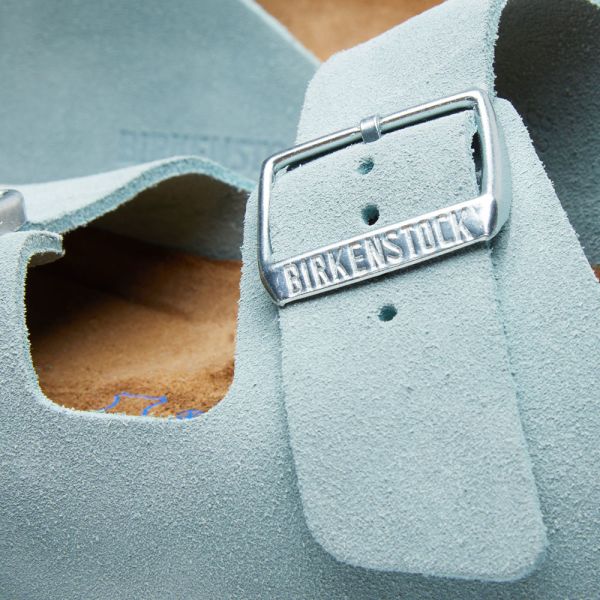 birkenstock arizona soft footbed light blue suede