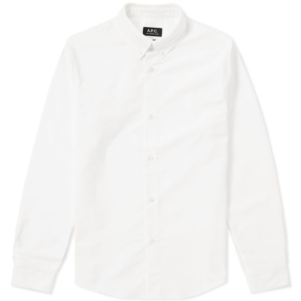 A P C Button Down Oxford Shirt White End