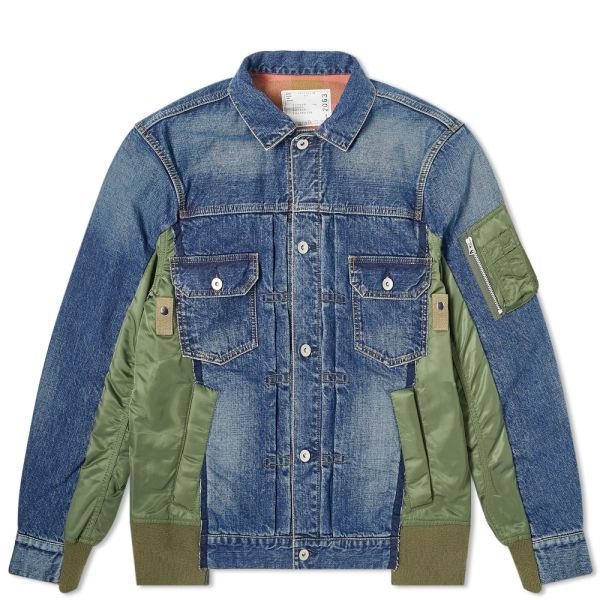 sacai denim fur jacket