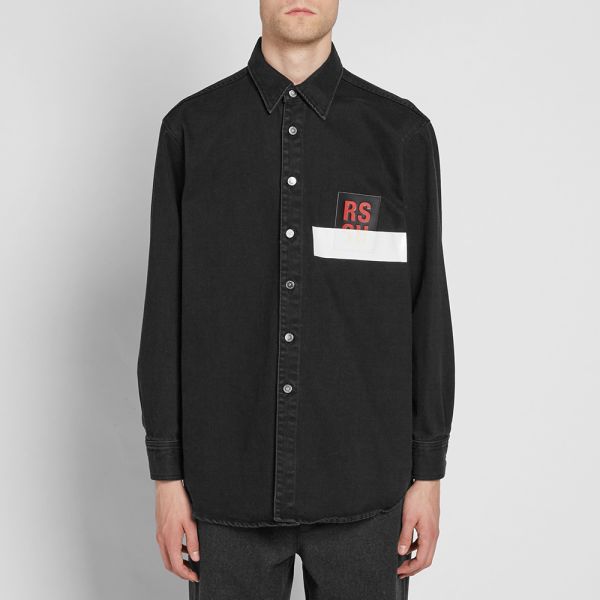 raf simons black denim shirt
