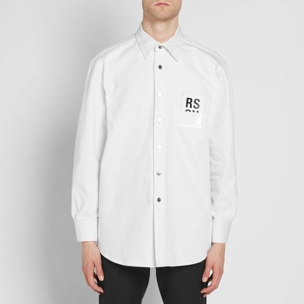 raf simons logo patch denim shirt
