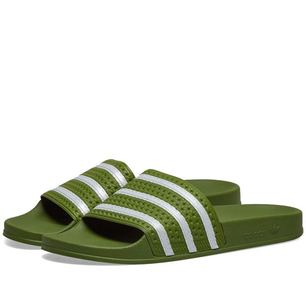 olive green adidas slides