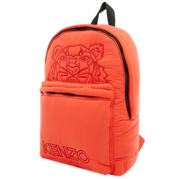 black calfskin and black nylon backpack with red detailing