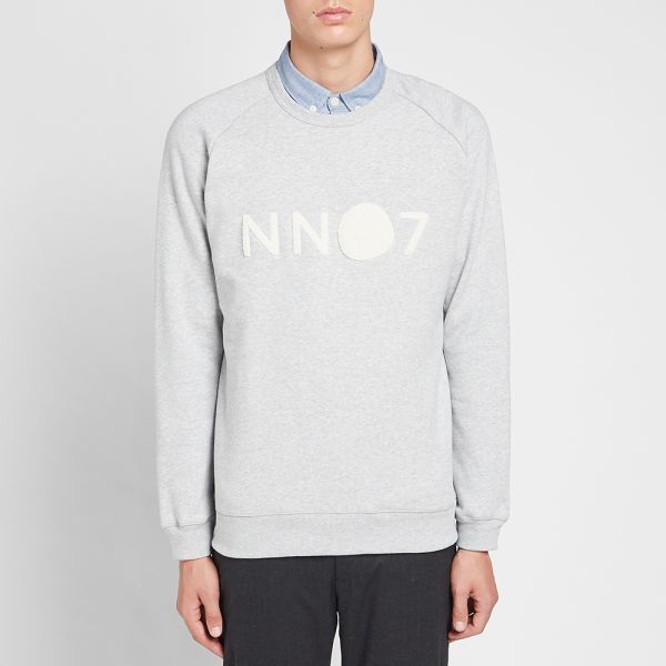 Nn07 Robin Logo Crew Sweat Light Grey Melange End Nn07 Robin Logo Crew Sweat Light Grey Melange End
