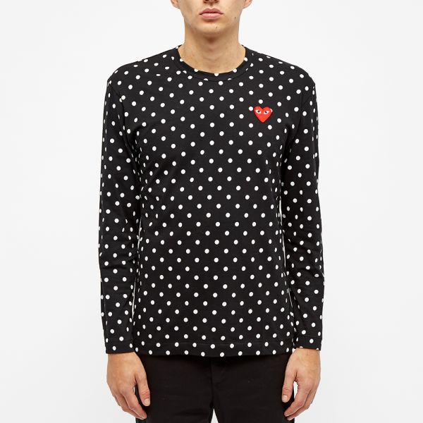 cdg long sleeve polka dot