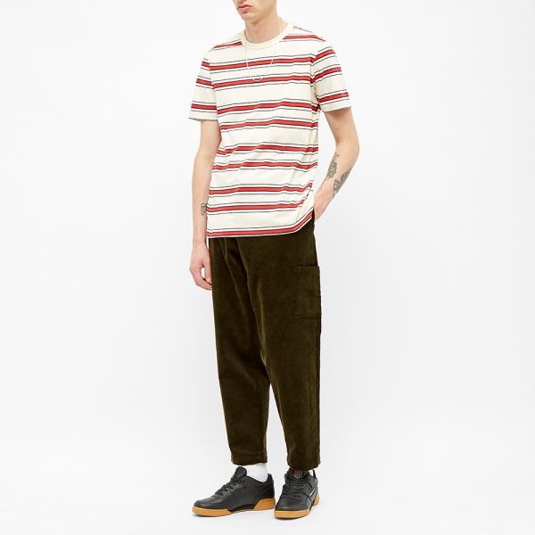 Albam Heritage Stripe Tee Red Tan Navy End
