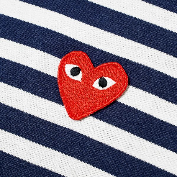 comme des garcons play long sleeve heart logo stripe tee