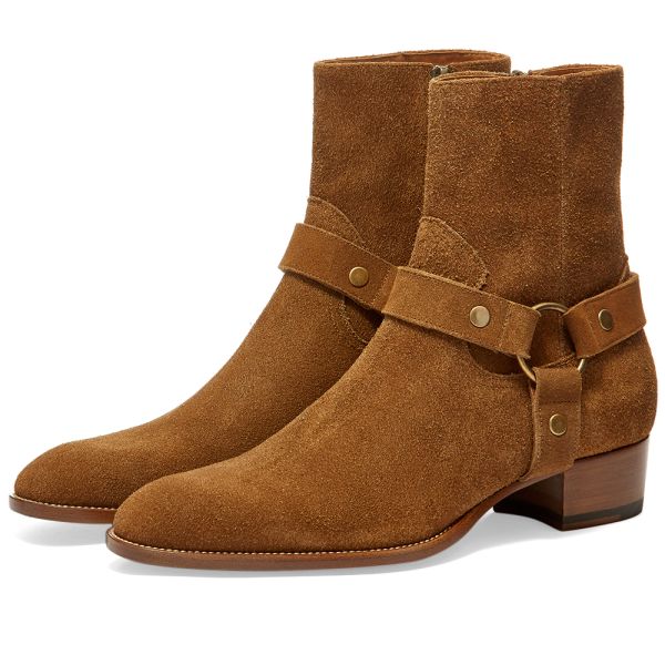 Saint Laurent Wyatt Harness Suede Boot Light Brown End