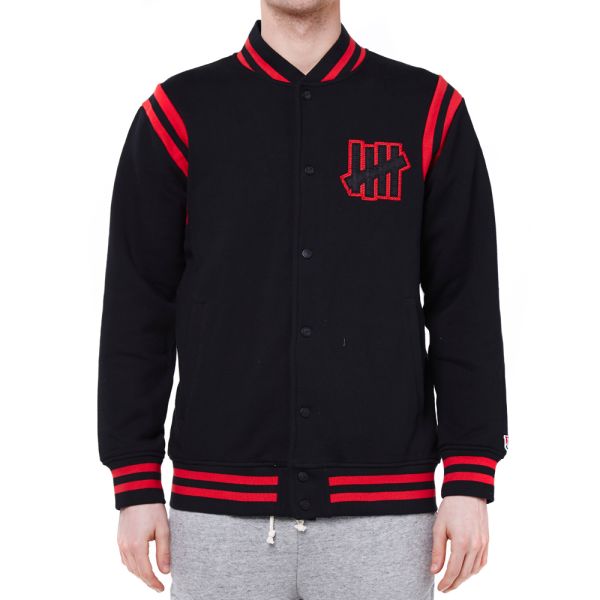 Undefeated Strike Varsity Jacket Black End Undefeated Strike Varsity Jacket Black