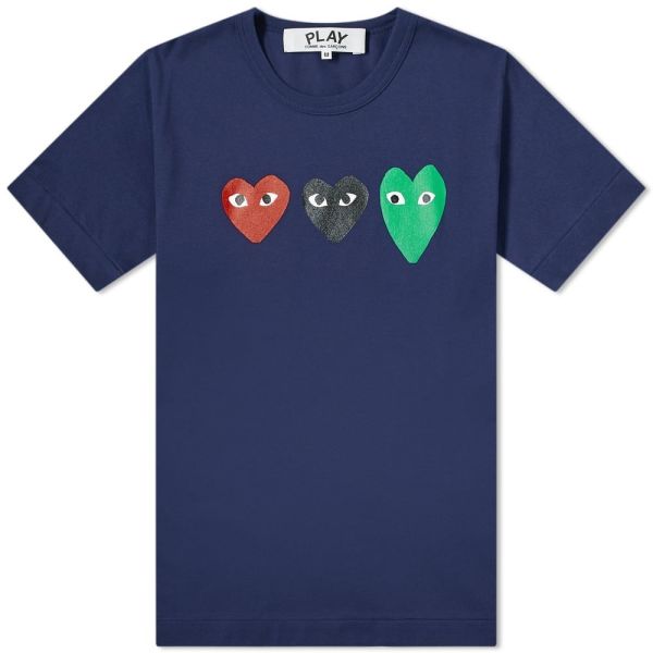 Comme des garcons 3 hearts t shirt clearance