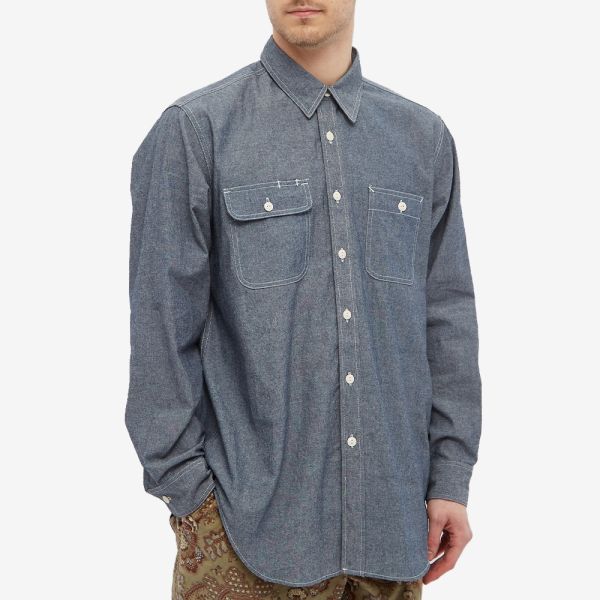 Engineered Garments Workaday Men's Chambray Utility Shirt in Indigo, Size Small | End Clothing