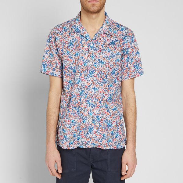 Engineered Garments Short Sleeve Camp Shirt Light Grey Floral Print End
