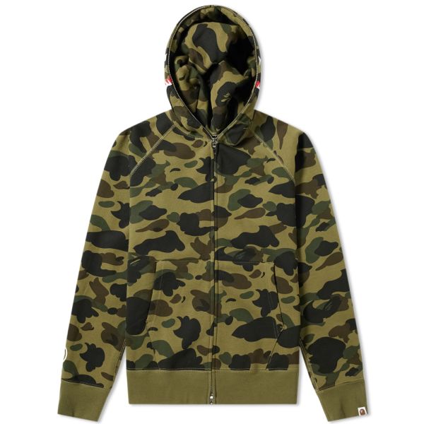bape nbhd camo shark full zip hoodie