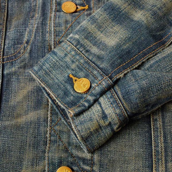 ralph lauren polo fleece lined indian embroidered denim trucker jacket