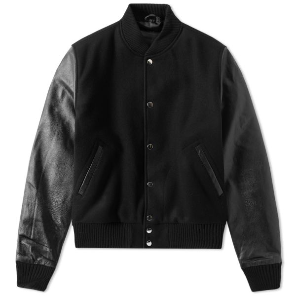 MKI Black Classic Varsity Jacket Black MKI Black Classic Varsity Jacket Black