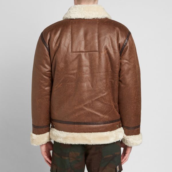 Alpha Industries B3 Faux Leather Flight Jacket Brown End