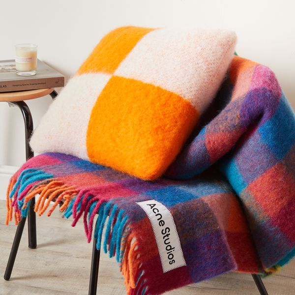 Acne Studios Vally Check Blanket Fuchsia & Yellow & Blue END. (ES)
