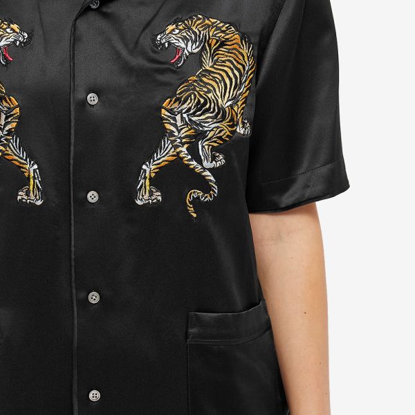 Black shirt with tiger embroidery clearance
