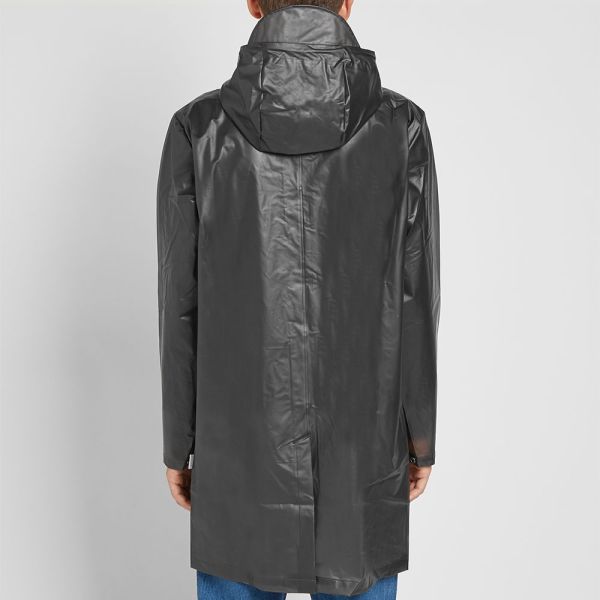 Rains hooded coat foggy black clearance