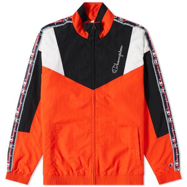 champion black & red taping track jacket
