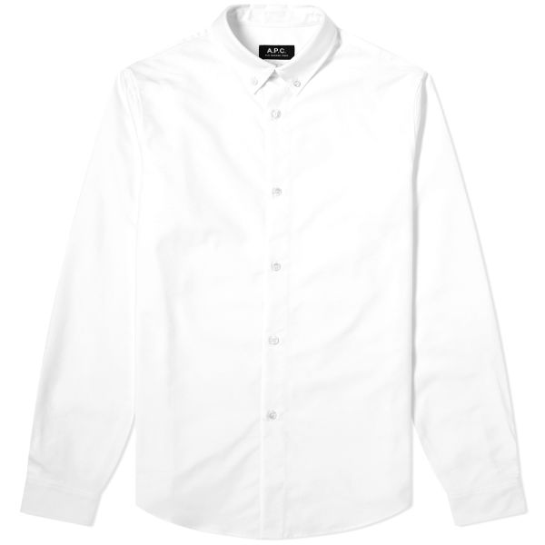 A P C Button Down Oxford Shirt White End