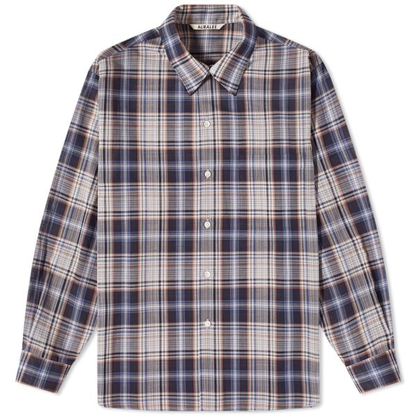Auralee wool check shirts clearance