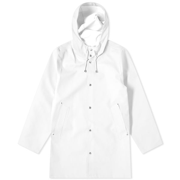 white raincoat with hood