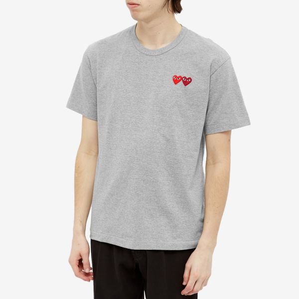 Cdg play double heart t shirt clearance