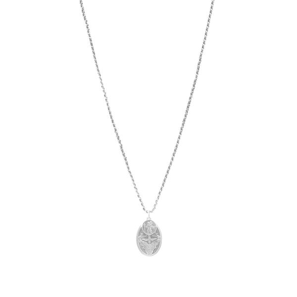 Miansai Dove Pendant Necklace On Woven Chain - Long Silver Chain Pendant Necklace Miansai Dove Pendant Necklace On Woven Chain - Long Silver Chain Pendant Necklace