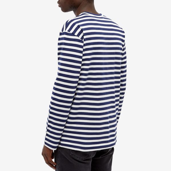 comme des garcons play long sleeve heart logo stripe tee