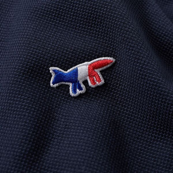 Maison Kitsune Tricolour Fox Polo Navy End