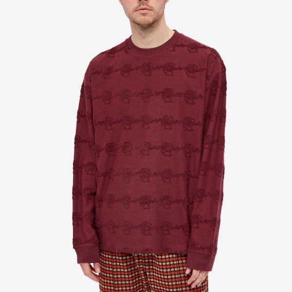 Brain Dead Running Head Textured Stripe Long Sleeve Tee