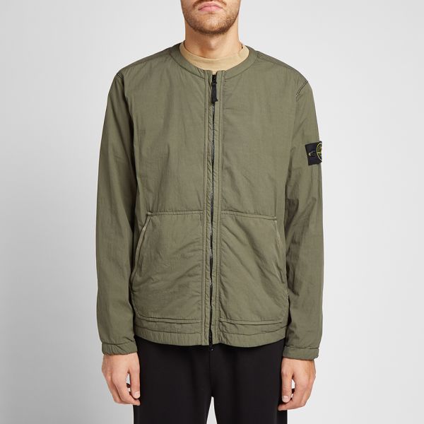 Stone island collarless overshirt clearance