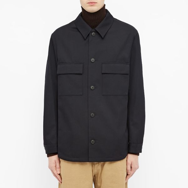 Navy wool shirt jacket clearance