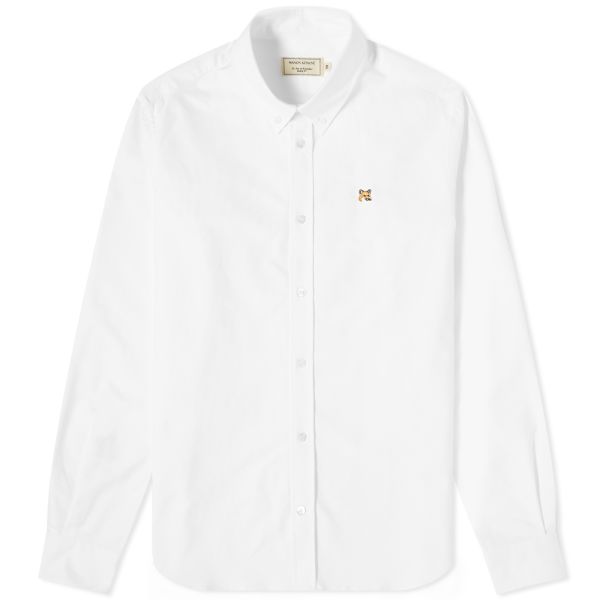 Maison Kitsune Fox Head Patch Button Down Oxford Shirt White End
