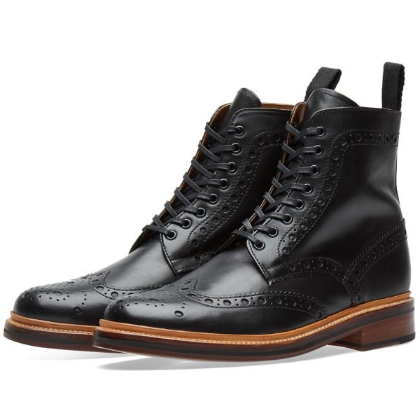 Grenson Fred Brogue Boot Black Calf | END.