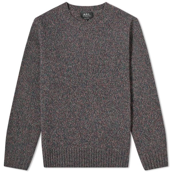 A P C Marcus Heathered Crew Knit Brown End