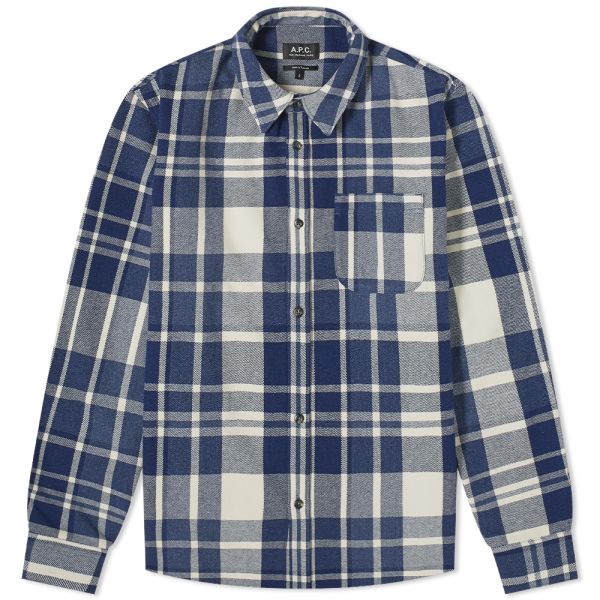 Blue flannel overshirt clearance