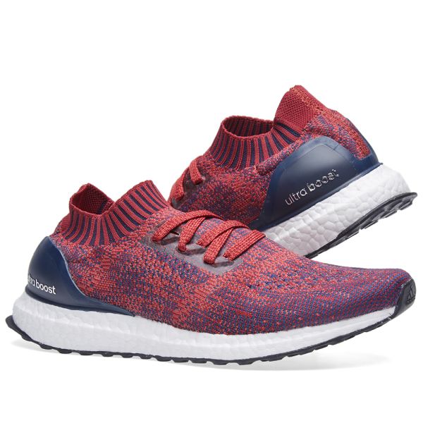 ultra boost uncaged mystery red on feet