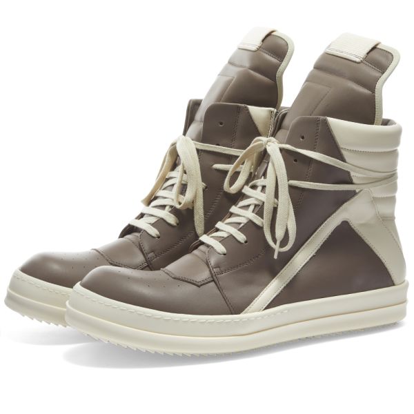 Rick Owens Men's Geobasket Sneakers in Dust/White, Size UK 7 | END. Clothing