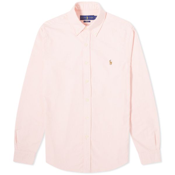 Pink polo oxford shirt clearance