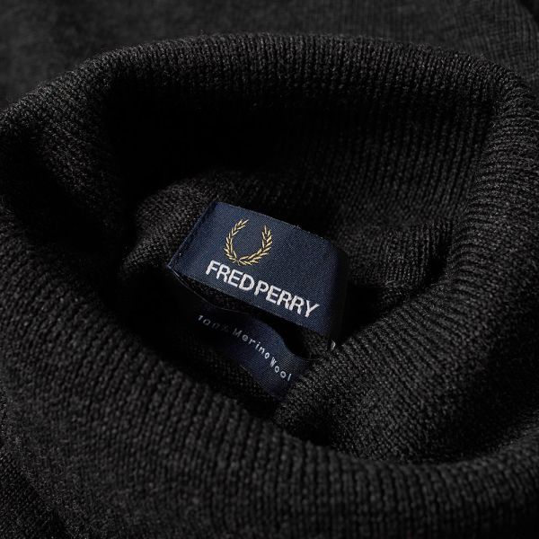 Fred Perry Classic Merino Roll Neck Sweater Charcoal Marl
