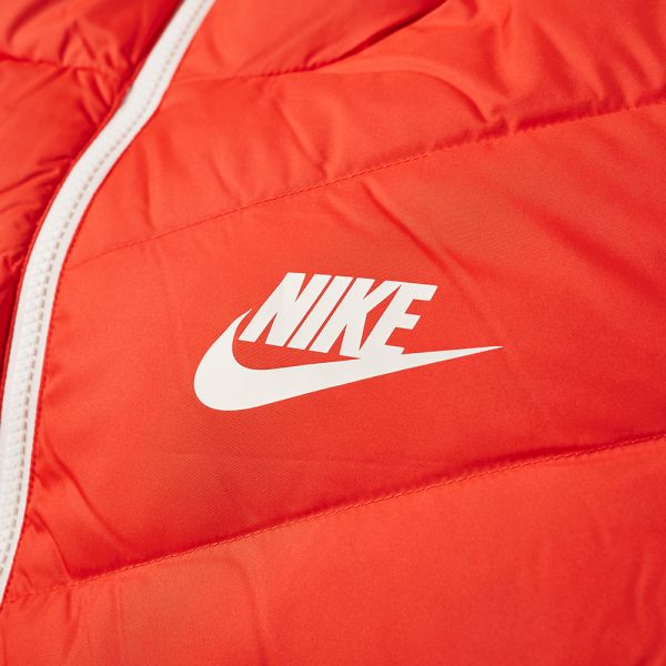 nike down filled hooded jacket in red