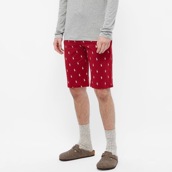 Polo Ralph Lauren Sleepwear All Over Pony Sweat Short Eaton Red End