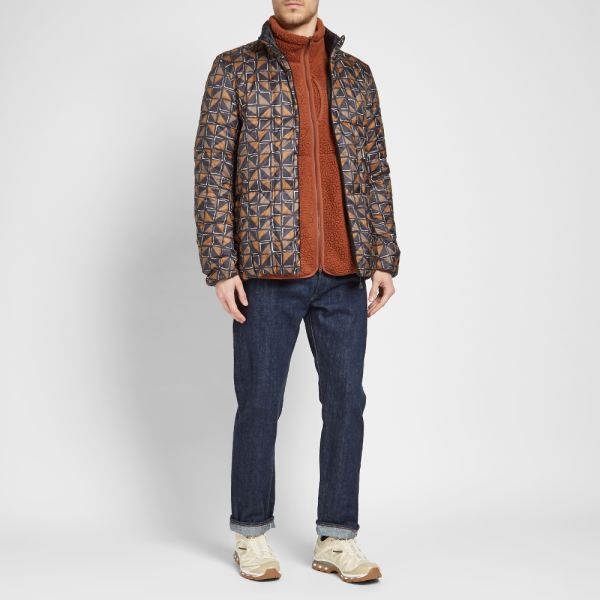 Snow Peak Printed Recycled Middle Down Jacket Khaki End