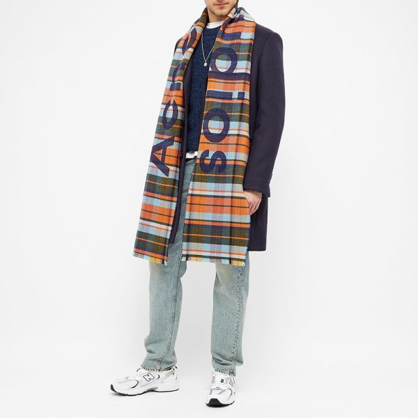 Acne studios victoria check logo scarf clearance