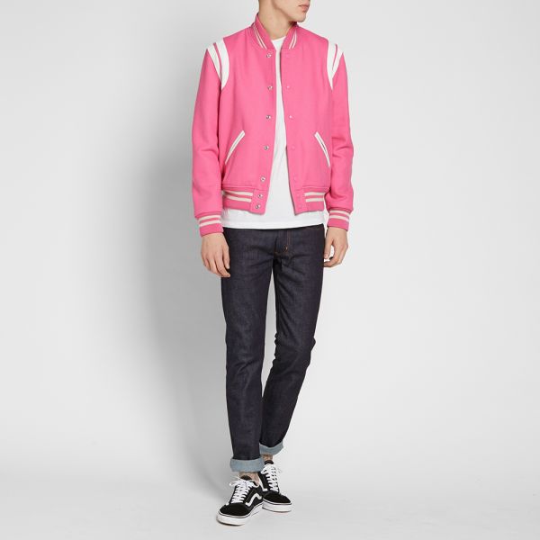 Saint laurent teddy jacket pink clearance
